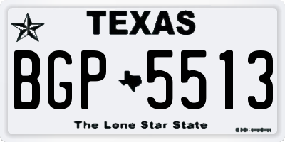 TX license plate BGP5513