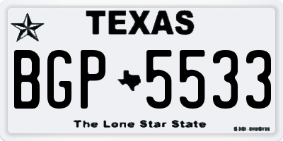 TX license plate BGP5533