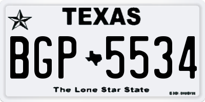 TX license plate BGP5534