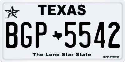 TX license plate BGP5542