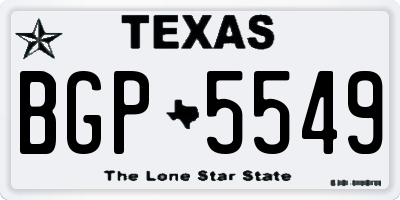 TX license plate BGP5549