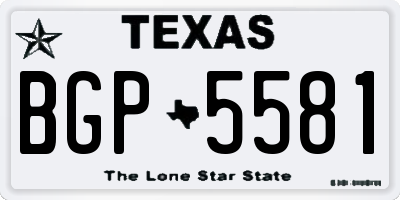 TX license plate BGP5581