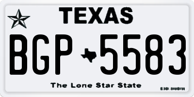 TX license plate BGP5583