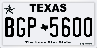 TX license plate BGP5600