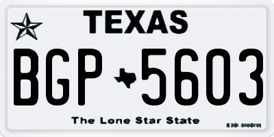TX license plate BGP5603
