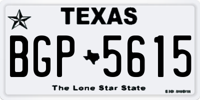 TX license plate BGP5615
