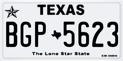 TX license plate BGP5623