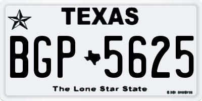 TX license plate BGP5625