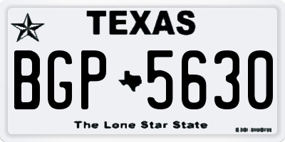TX license plate BGP5630