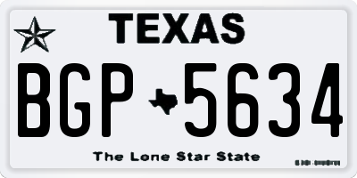 TX license plate BGP5634