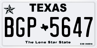 TX license plate BGP5647