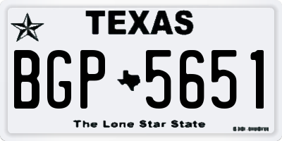 TX license plate BGP5651