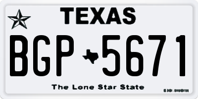 TX license plate BGP5671