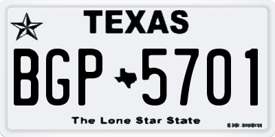 TX license plate BGP5701