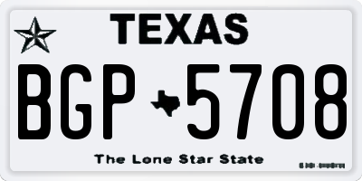 TX license plate BGP5708