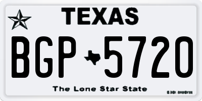 TX license plate BGP5720