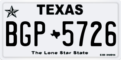 TX license plate BGP5726