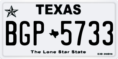 TX license plate BGP5733