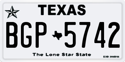 TX license plate BGP5742
