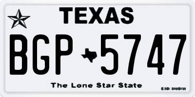 TX license plate BGP5747