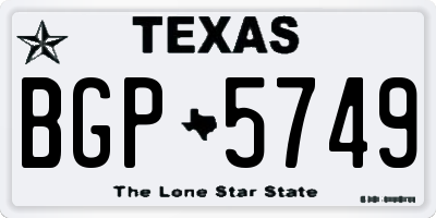 TX license plate BGP5749