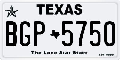 TX license plate BGP5750