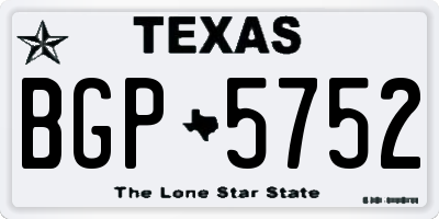 TX license plate BGP5752
