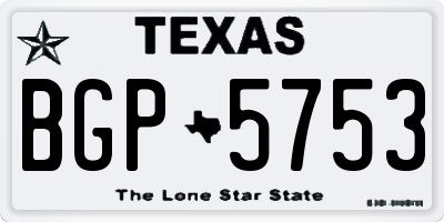 TX license plate BGP5753