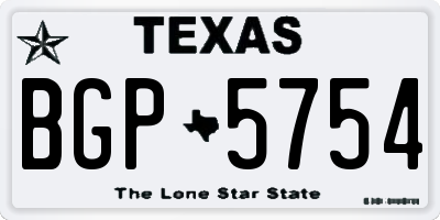 TX license plate BGP5754
