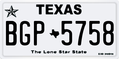 TX license plate BGP5758