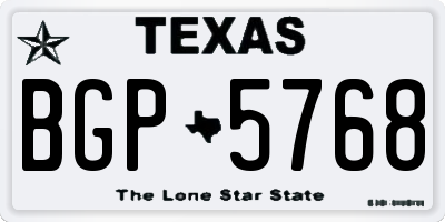 TX license plate BGP5768