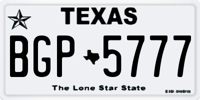 TX license plate BGP5777
