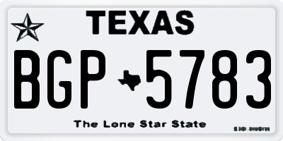 TX license plate BGP5783