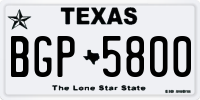 TX license plate BGP5800