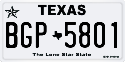 TX license plate BGP5801
