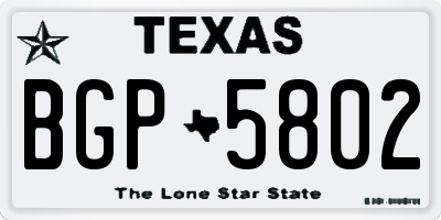 TX license plate BGP5802