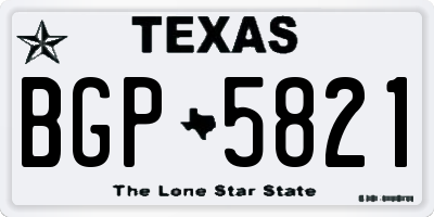 TX license plate BGP5821