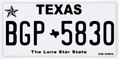 TX license plate BGP5830