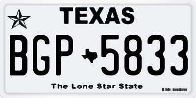 TX license plate BGP5833
