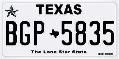 TX license plate BGP5835
