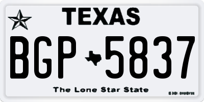 TX license plate BGP5837
