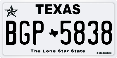 TX license plate BGP5838