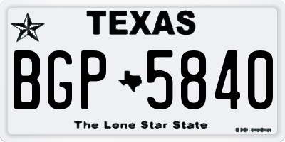 TX license plate BGP5840