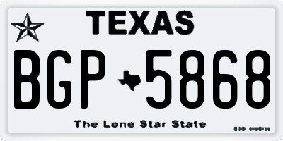 TX license plate BGP5868