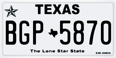 TX license plate BGP5870
