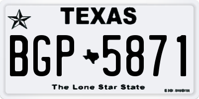 TX license plate BGP5871