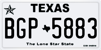 TX license plate BGP5883