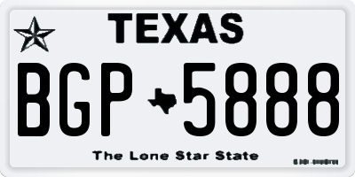TX license plate BGP5888