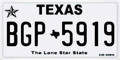 TX license plate BGP5919