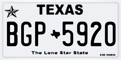 TX license plate BGP5920